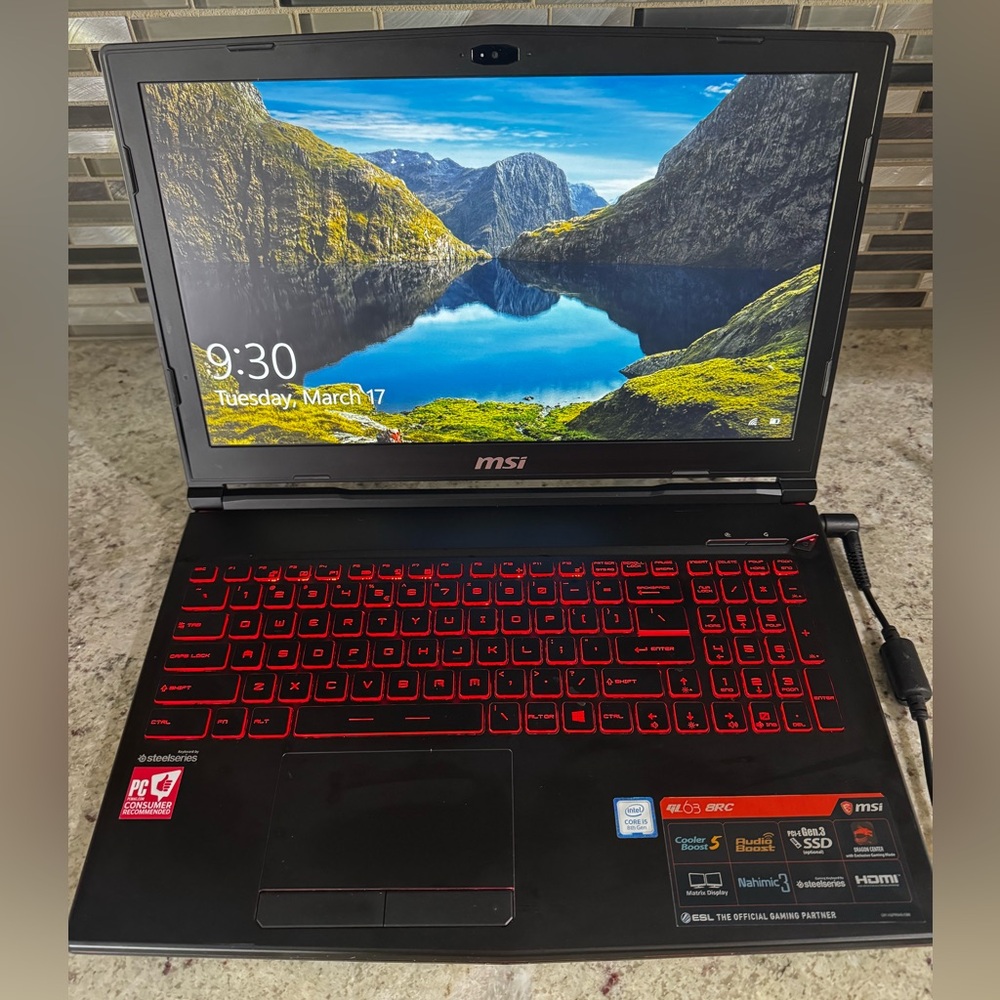 MSI Black Gaming Laptop with Red Backlit Keyboard - Picture 3 of 13